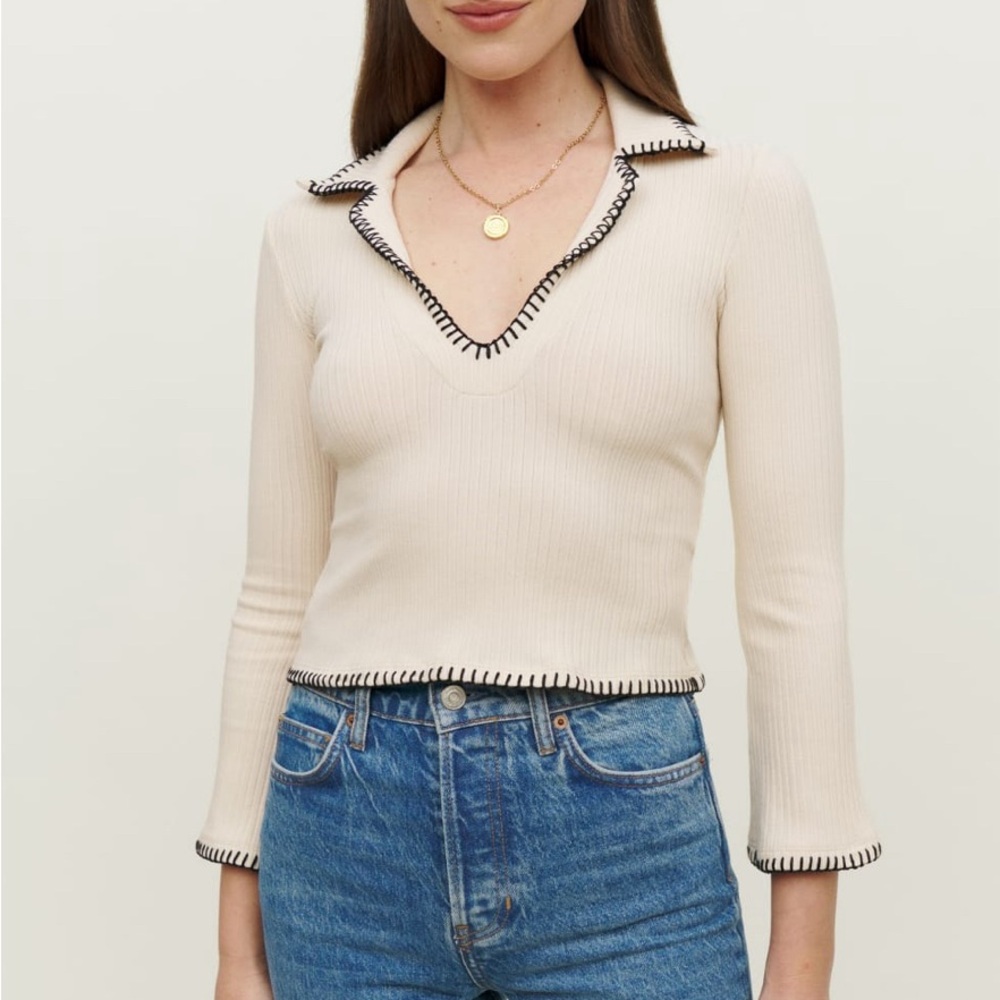 Reformation Nolen Knit Top in Bone (S) (NWT)